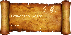 Ivancsics Gejza névjegykártya